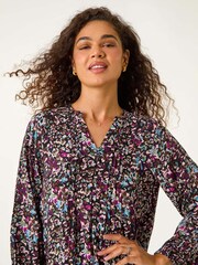 Roman Animal Abstract Print Pintuck Dress - Imagen 4 de 5