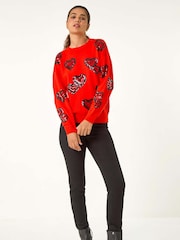 Roman Orange Heart Sequin Detail Jumper - Image 3 of 6