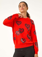 Roman Orange Heart Sequin Detail Jumper - Image 5 of 6