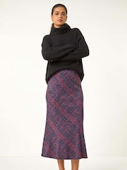Roman Red Checkered Panel Tulip Skirt - Image 1 of 6