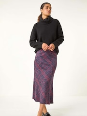Roman Red Checkered Panel Tulip Skirt - Image 3 of 6