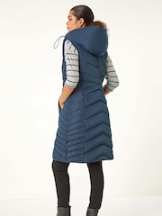 Roman Blue Chevron Quilted Hooded Gilet - Image 4 of 7