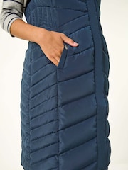 Roman Blue Chevron Quilted Hooded Gilet - Image 7 of 7
