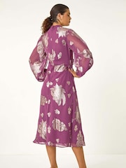 Roman Purple Halterneck Jacquard Bodycon Maxi Dress - Image 2 of 5