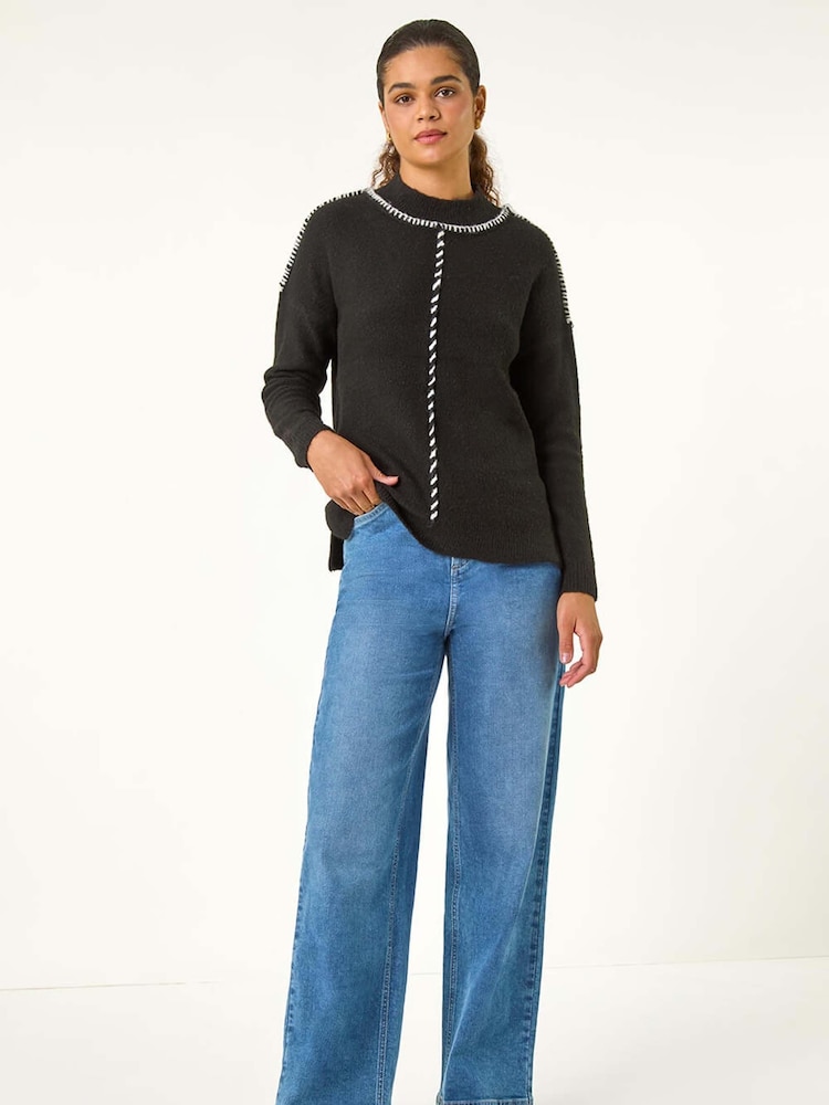 Roman Black Seam Detail Funnel Neck Jumper - Image 2 of 5
