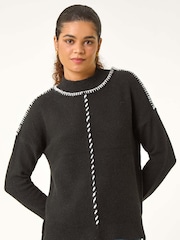 Roman Black Seam Detail Funnel Neck Jumper - Image 4 of 5