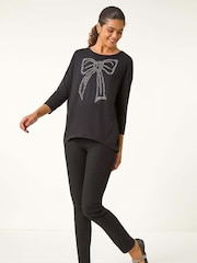 Roman Black Hotfix Embellished Bow T-Shirt - Image 3 of 6