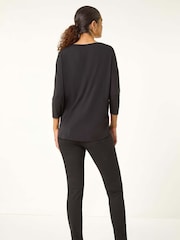 Roman Black Hotfix Embellished Bow T-Shirt - Image 4 of 6