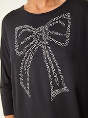 Roman Black Hotfix Embellished Bow T-Shirt - Image 6 of 6
