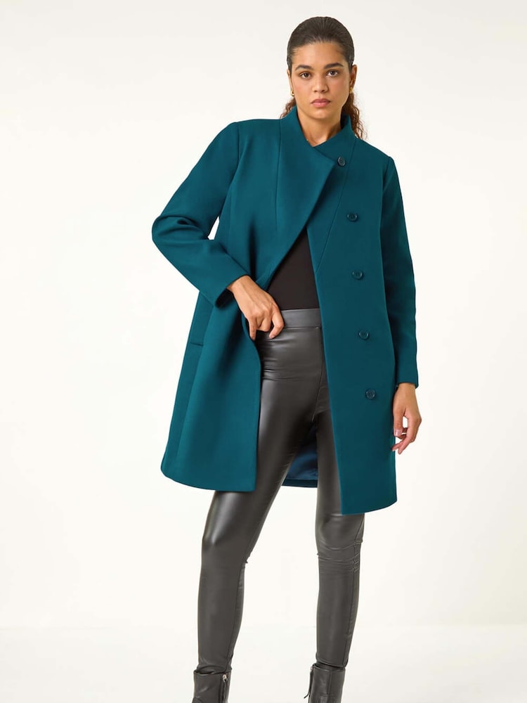 Roman Blue Tailored Funnel Neck Coat - Image 1 of 5