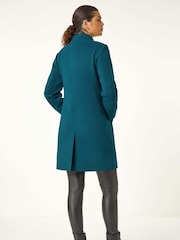 Roman Blue Tailored Funnel Neck Coat - Image 3 of 5