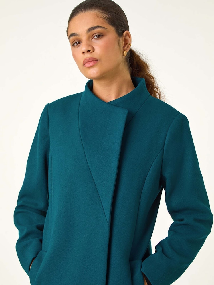 Roman Blue Tailored Funnel Neck Coat - Image 5 of 5