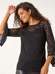 Roman Black Sweetheart Lace Tunic Top - Image 2 of 5