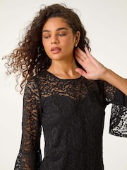 Roman Black Sweetheart Lace Tunic Top - Image 5 of 5