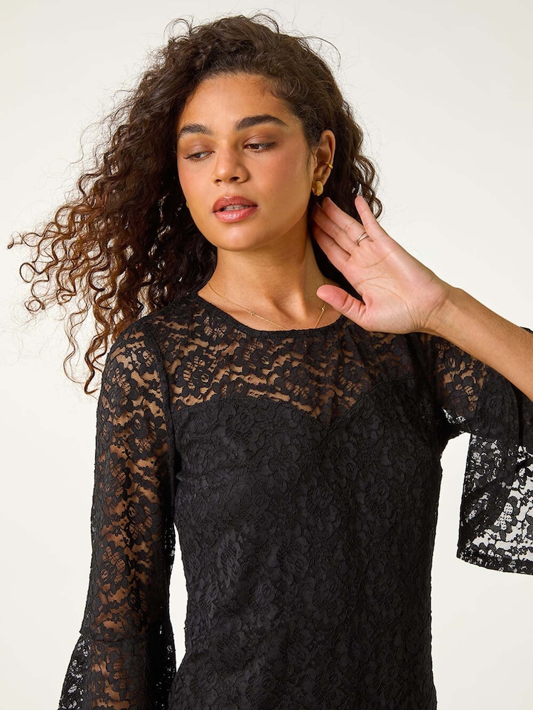 Roman Black Sweetheart Lace Tunic Top - Image 5 of 5 Roman Black Sweetheart Lace Tunic Top - Image 5 of 5
