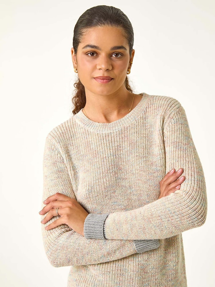 Roman Natural Contrast Cuff Knit Jumper - Image 1 of 5