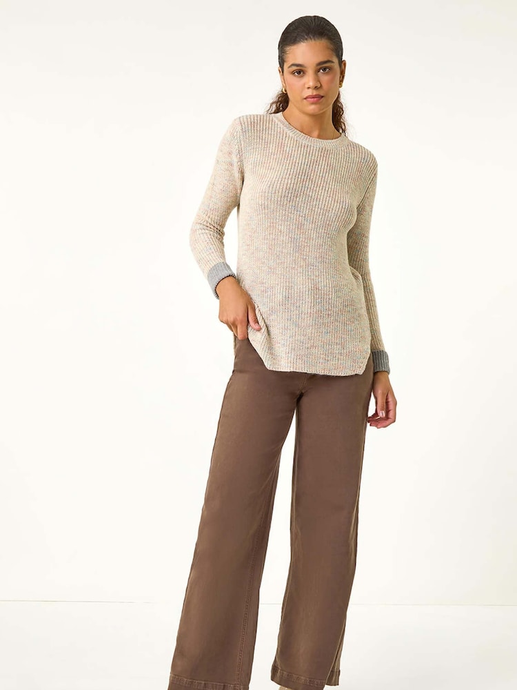 Roman Natural Contrast Cuff Knit Jumper - Image 2 of 5