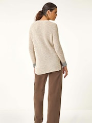 Roman Natural Contrast Cuff Knit Jumper - Image 3 of 5