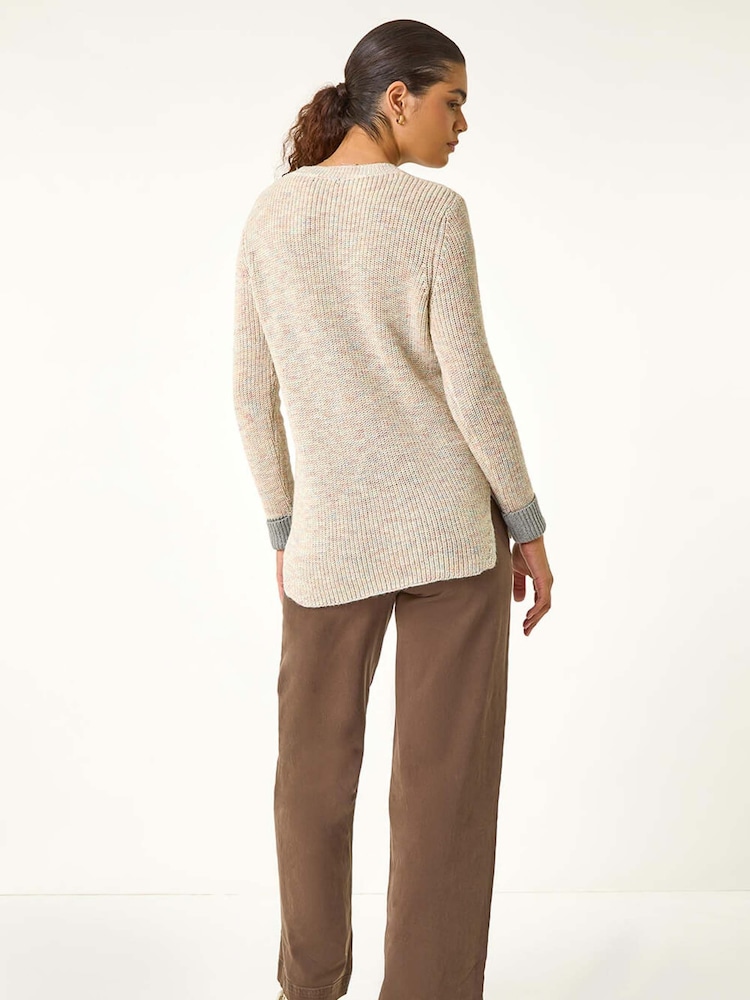 Roman Natural Contrast Cuff Knit Jumper - Image 3 of 5