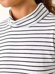 Roman Black Contrast Stripe Smock 100% Cotton Midi Dress - Image 6 of 6