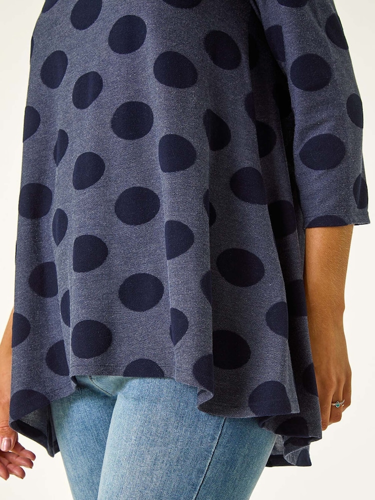 Roman Blue Textured Spot Swing Hem Tunic - Image 5 of 5 Roman Blue Textured Spot Swing Hem Tunic - Image 5 of 5