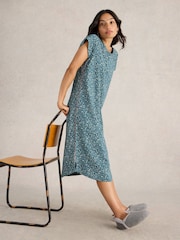 White Stuff Green Tilda Midi Jersey 100% Cotton Nightie - Image 1 of 6