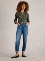 White Stuff Green Annie Printed Sparkle Shirt - Image 1 of 6