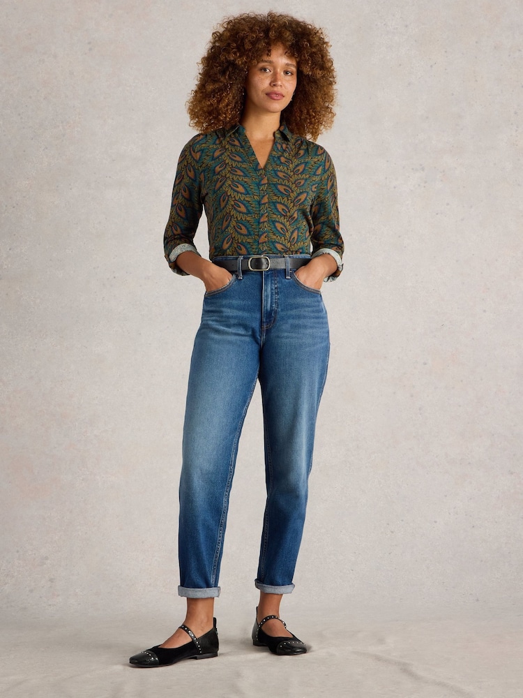 White Stuff Green Annie Printed Sparkle Shirt - Image 1 of 6