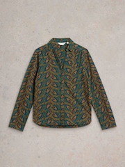 White Stuff Green Annie Printed Sparkle Shirt - Image 5 of 6