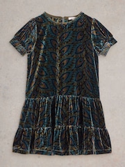 White Stuff Black Velvet Printed Dress - Image 1 of 3