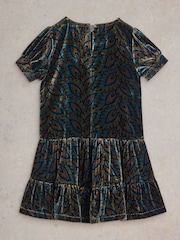 White Stuff Black Velvet Printed Dress - Image 2 of 3