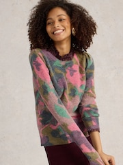 White Stuff Green Jodie Printed Floral Jumper - Image 3 of 6
