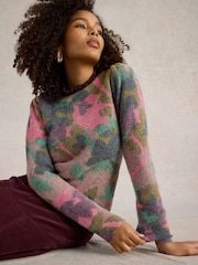 White Stuff Green Jodie Printed Floral Jumper - Image 4 of 6