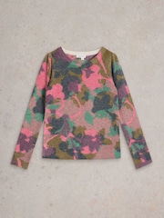 White Stuff Green Jodie Printed Floral Jumper - Image 5 of 6