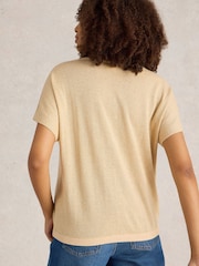 White Stuff Gold Lena Sparkle Knit T-Shirt - Image 2 of 6