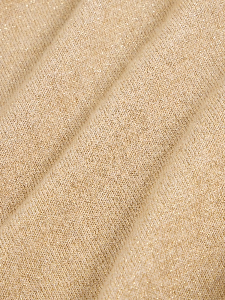 White Stuff Gold Lena Sparkle Knit T-Shirt - Image 5 of 6
