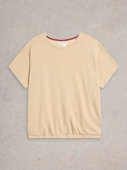 White Stuff Gold Lena Sparkle Knit T-Shirt - Image 6 of 6