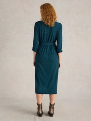 White Stuff Green Annie Sparkle Jersey Dress - Image 3 of 4