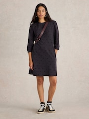 White Stuff Grey Amy Flock 100% Cotton Jersey Dress - Image 1 of 6