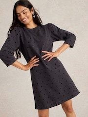 White Stuff Grey Amy Flock 100% Cotton Jersey Dress - Image 3 of 6