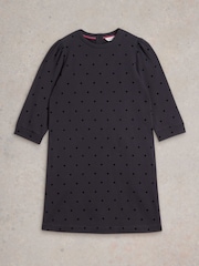 White Stuff Grey Amy Flock 100% Cotton Jersey Dress - Image 5 of 6