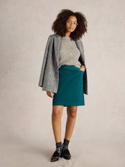White Stuff Green Coral Velvet Skirt - Image 1 of 6