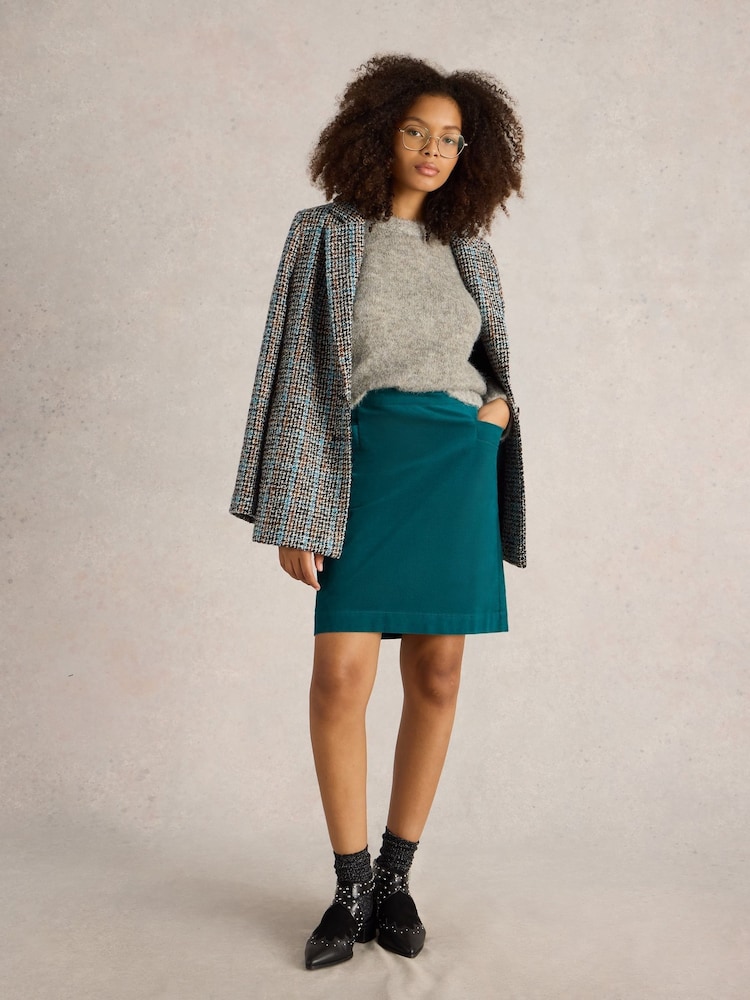 White Stuff Green Coral Velvet Skirt - Image 1 of 6