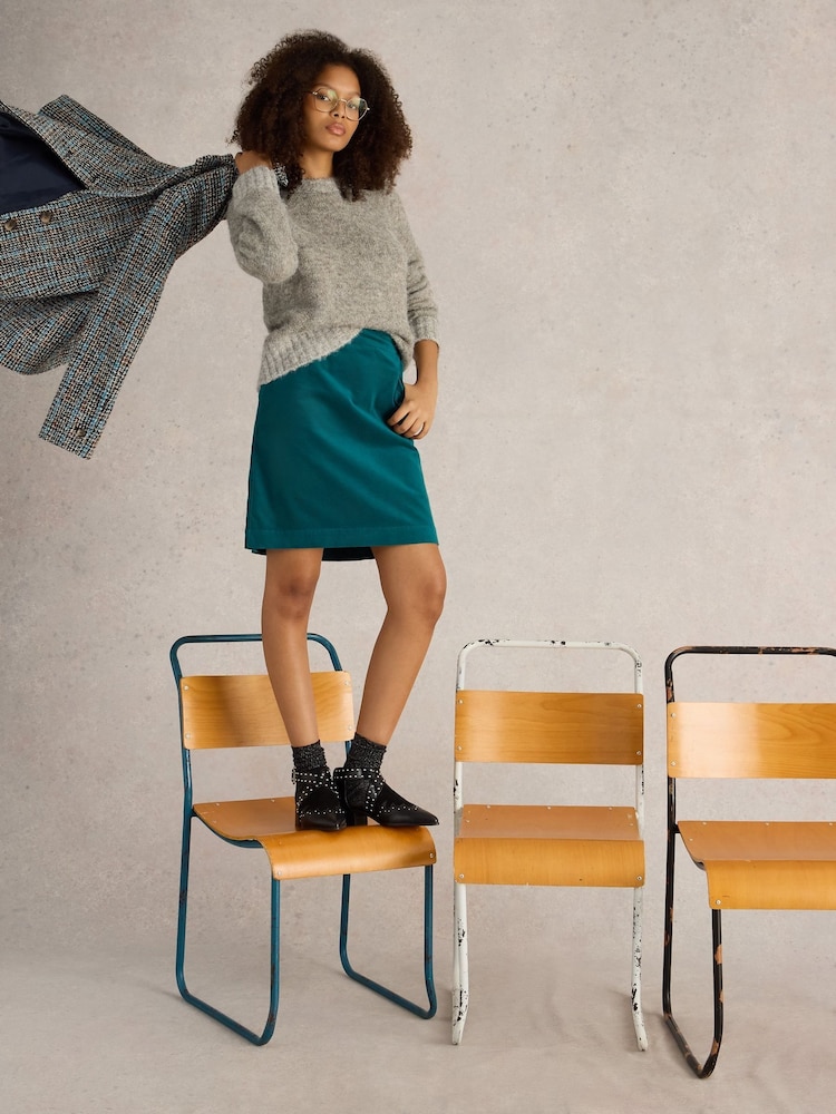 White Stuff Green Coral Velvet Skirt - Image 2 of 6