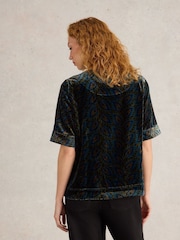 White Stuff Green Ash Printed Velvet Top - Image 2 of 6