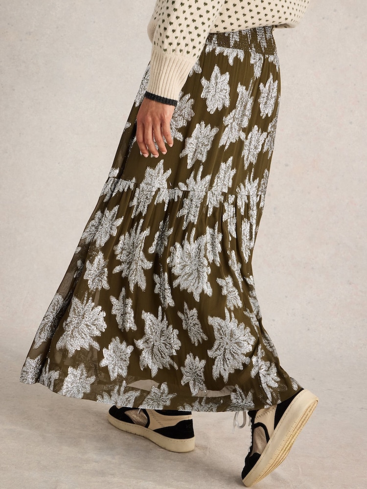 White Stuff Green Phoebe Jacquard Maxi Skirt - Image 2 of 6 White Stuff Green Phoebe Jacquard Maxi Skirt - Image 2 of 6
