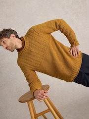 White Stuff Yellow Cable Mix Crew Neck Jumper - Image 3 of 6