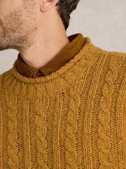 White Stuff Yellow Cable Mix Crew Neck Jumper - Image 4 of 6