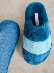 White Stuff Green Faux Fur Mule Slippers - Image 4 of 4