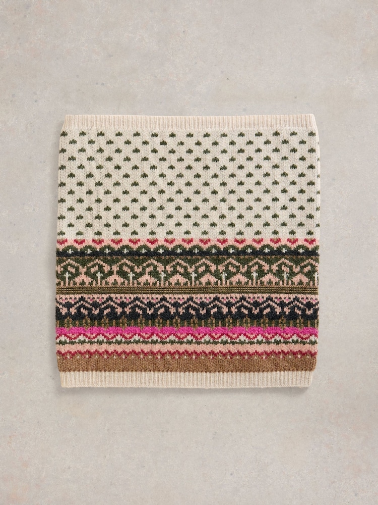 White Stuff Natural Fairisle Pattern Knitted Snood - Image 2 of 2